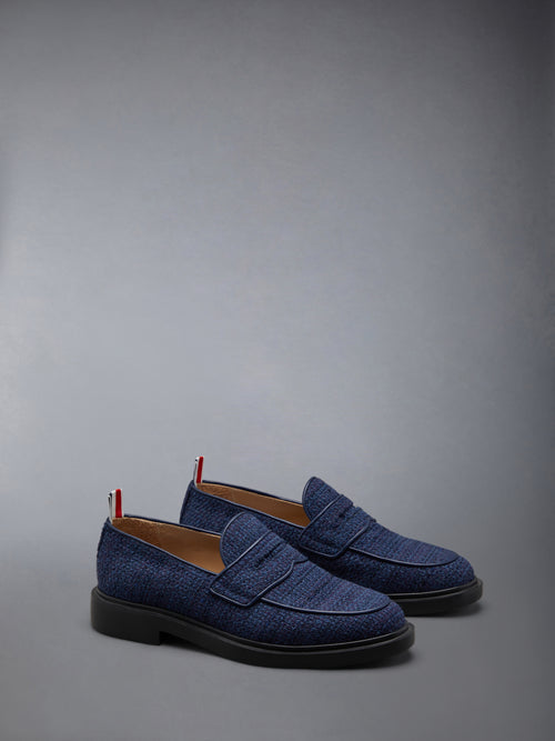 COTTON TWEED RUBBER SOLE CLASSIC PENNY LOAFER