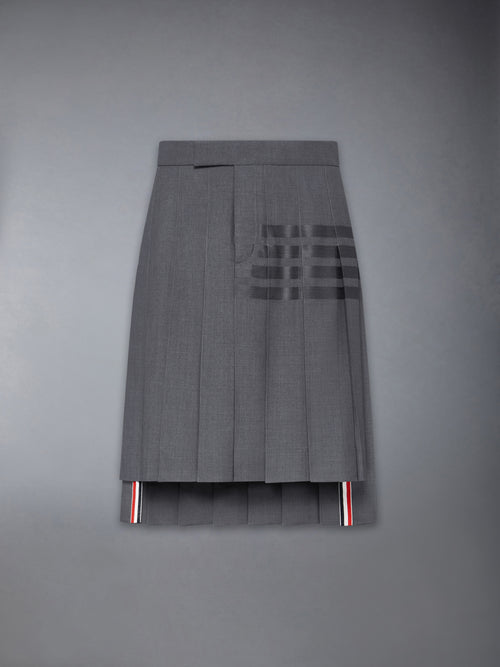 PLAIN WEAVE 4-BAR CLASSIC BACKSTRAP PLEATED SKIRT