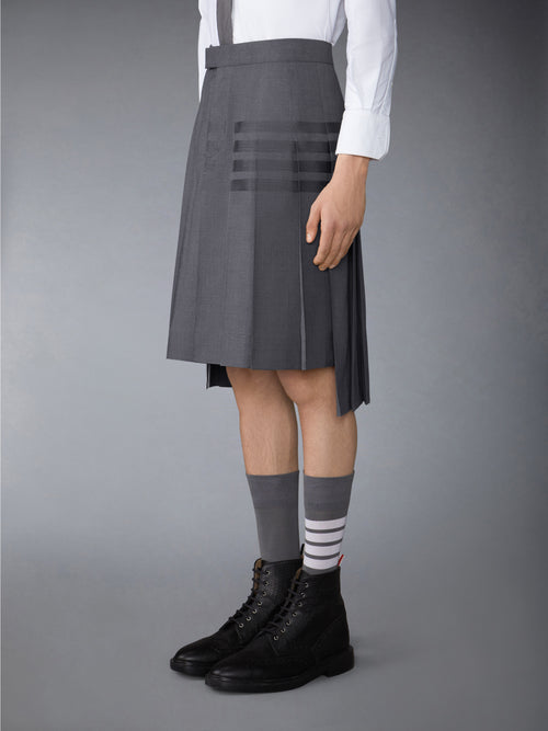 PLAIN WEAVE 4-BAR CLASSIC BACKSTRAP PLEATED SKIRT