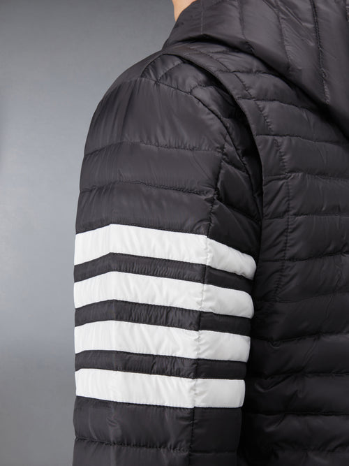 MATTE FINISH NYLON DOWN FILL QUILTED 4-BAR HOOD JACKET