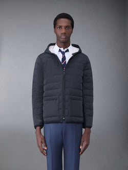 Poly Twill Rib 4-Bar Down Hooded Jacket