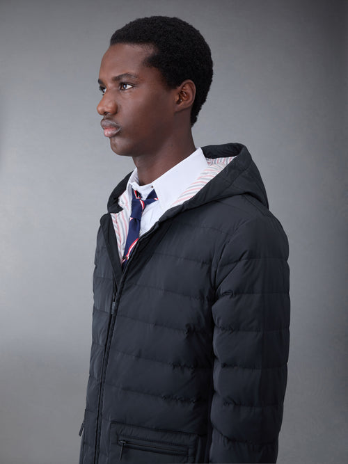 Poly Twill Rib 4-Bar Down Hooded Jacket