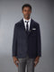 JACKET WEIGHT CASHMERE LIGHT WEIGHT DOWN FILL ELONGATED SACK SPORT COAT - NAVY