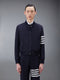 PLAIN WEAVE 4-BAR KINT RIB BLOUSON - NAVY