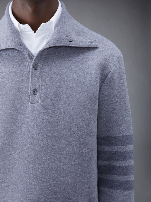 Wool Loopback 4-Bar Funnel Neck Pullover