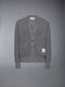 COTTON 4-BAR V NECK CARDIGAN - LT GREY