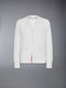 SILK PIQUE 4-BAR V NECK CARDIGAN - WHITE