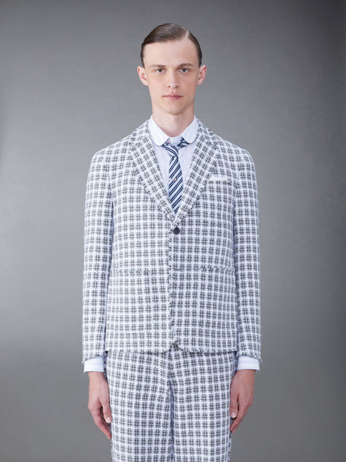 CHECK SUMMER TWEED FRAY SACK SPORT COAT