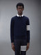 COTTON CREPE 4-BAR PULLOVER - NAVY