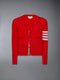 CASHMERE 4-BAR CLASSIC CARDIGAN - RED