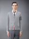 WOOL 4-BAR V-NECK CARDIGAN - LT GREY