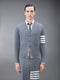 WOOL 4-BAR V-NECK CARDIGAN - MED GREY