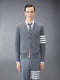 COTTON CREPE V-NECK CARDIGAN - MED GREY