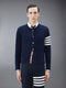 Cashmere 4-Bar Crew Neck Cardigan - NAVY