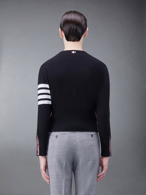 CASHMERE 4-BAR SHORT CREW NECK CARDIGAN