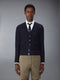 WOOL CREPE 4-BAR RELAXED FIT CARDIGAN - NAVY