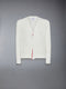 HALF & HALF 4-BAR RELAXED FIT V NECK CARDIGAN - WHITE