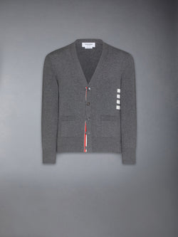 COTTON 4-BAR RELAXED FIT V NECK CARDIGAN