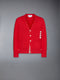 COTTON 4-BAR RELAXED FIT V NECK CARDIGAN - RED