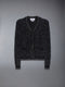 EYELASH TWEED JACQUARD V NECK CARDIGAN - BLACK