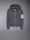 MERINO WOOL JERSEY STITCH PADDED 4-BAR ZIP UP HOODIE - MED GREY