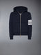 MERINO WOOL JERSEY STITCH PADDED 4-BAR ZIP UP HOODIE - NAVY