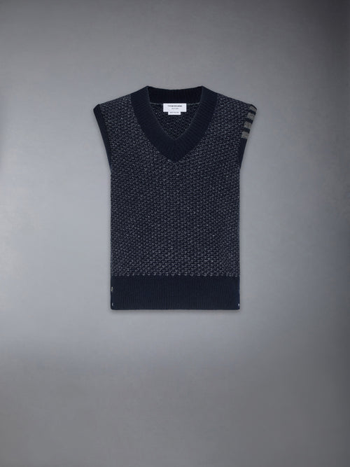 MOHAIR TWEED 4-BAR V NECK VEST