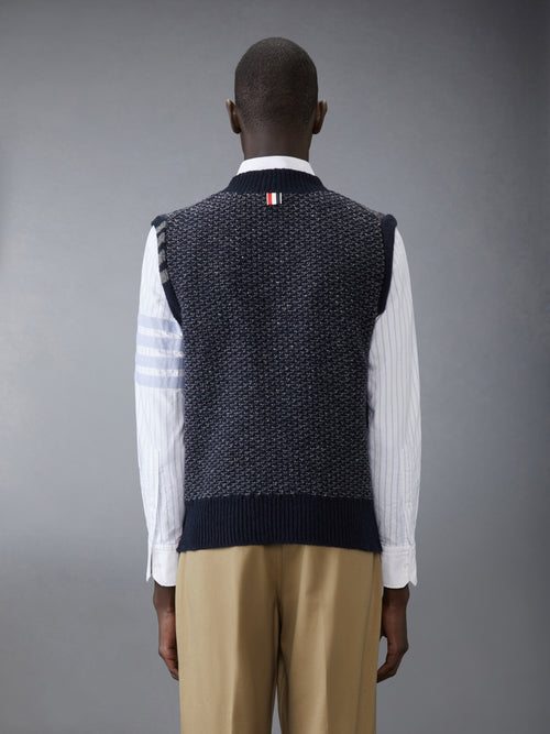 MOHAIR TWEED 4-BAR V NECK VEST