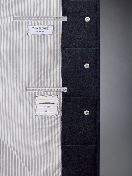 DOWNFILLED CLASSIC BAL COLLAR O/C W/ TONAL GROSGRAIN IN WOOL FLANNEL