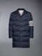 MATTE FINISH NYLON DOWN FILL 4-BAR BAL COLLAR OVERCOAT - NAVY