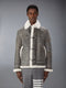 SHEARLING CROPPED DUFFLE COAT - SILVER