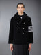 SHEARLING 4-BAR UNCONSTRUCTED PEACOAT - BLACK