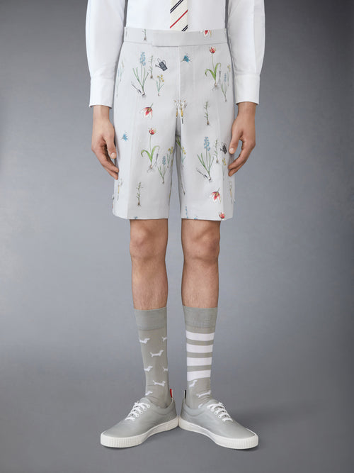 COTTON LINEN BOTANICAL BACKSTRAP SHORTS