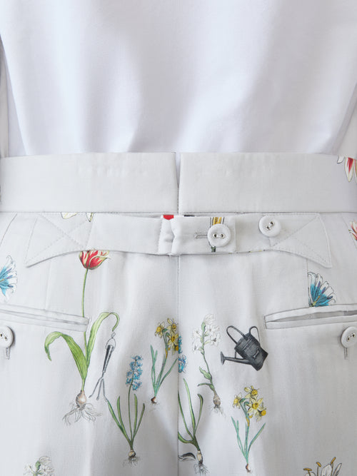 COTTON LINEN BOTANICAL BACKSTRAP SHORTS