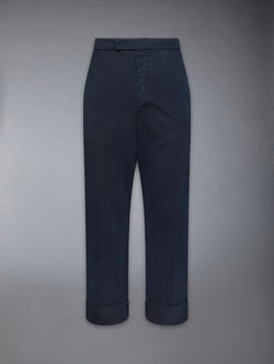 COTTON TWILL HIGH RISE BACKSTRAP TROUSER