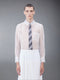 SILK ORGANZA TIE APPLIQUE ROUND COLLAR SHIRT - WHITE