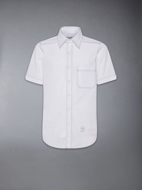 SOLID POPLIN TWIN DEEDLE CONTRAST TOPSTITCHING SHIRT