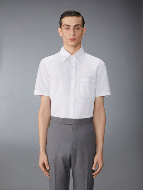 SOLID POPLIN TWIN DEEDLE CONTRAST TOPSTITCHING SHIRT