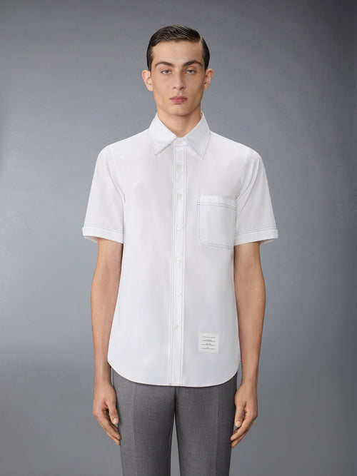 SOLID POPLIN TWIN DEEDLE CONTRAST TOPSTITCHING SHIRT