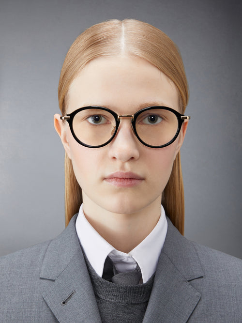 ACETATE AND TITANIUM ROUND EYEGLASSES