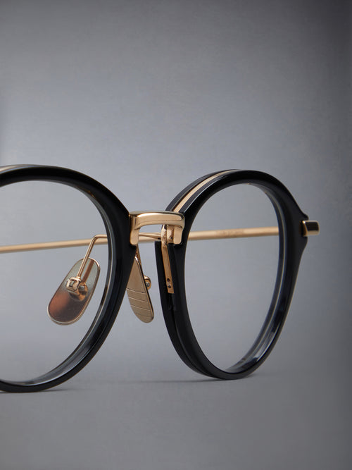 ACETATE AND TITANIUM ROUND EYEGLASSES