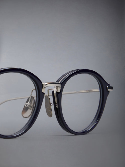 ACETATE AND TITANIUM ROUND EYEGLASSES