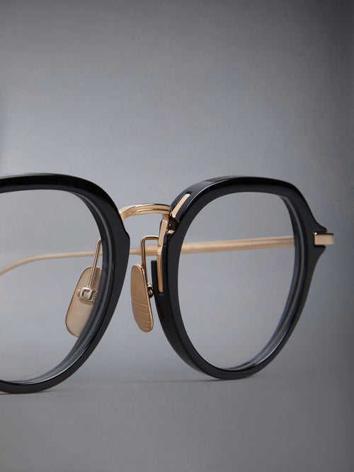 ACETATE AND TITANIUM ROUND EYEGLASSES