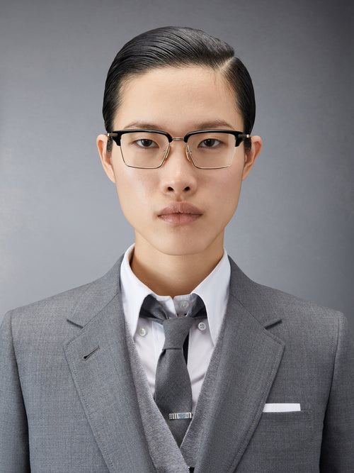 ACETATE AND TITANIUM RECTANGULAR EYEGLASSES