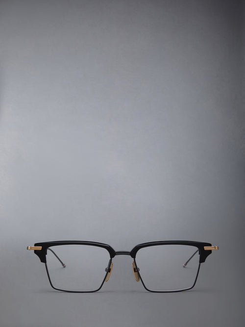 ACETATE AND TITANIUM RECTANGULAR EYEGLASSES