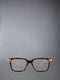 ACETATE AND TITANIUM RECTANGULAR EYEGLASSES - MED BROWN