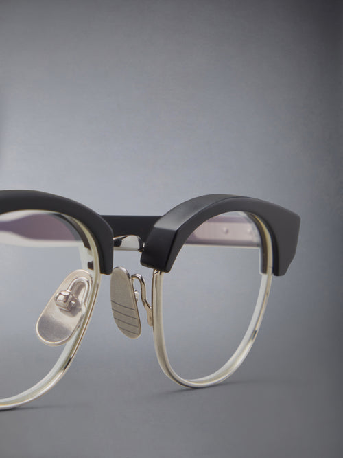 ACETATE AND TITANIUM OVAL EYEGLASSES