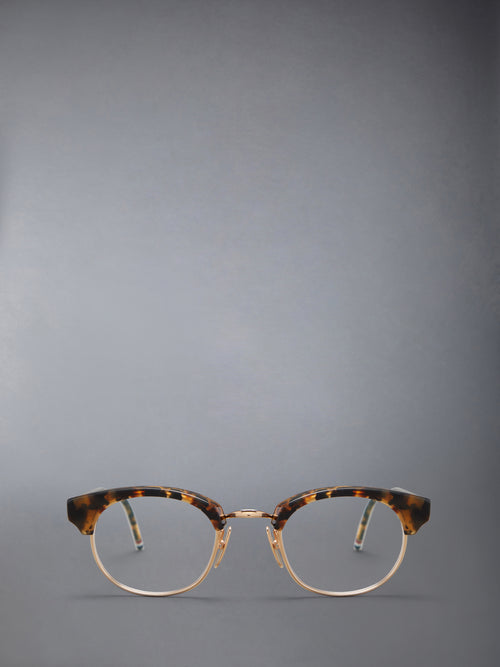 ACETATE AND TITANIUM OVAL EYEGLASSES