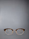 ACETATE AND TITANIUM OVAL EYEGLASSES - DARK BROWN