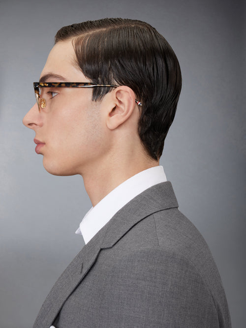 ACETATE AND TITANIUM OVAL EYEGLASSES